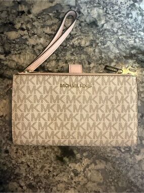 Michael Kors Blush Pink Monogram Wristlet Clutch